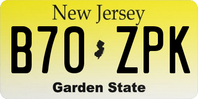 NJ license plate B70ZPK