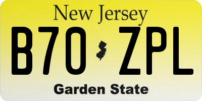 NJ license plate B70ZPL