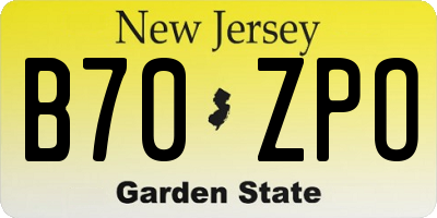 NJ license plate B70ZPO