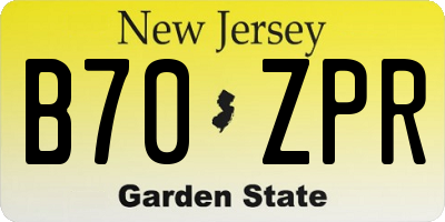 NJ license plate B70ZPR