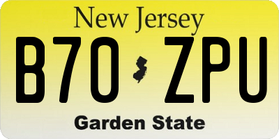 NJ license plate B70ZPU