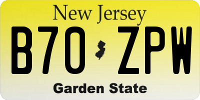NJ license plate B70ZPW