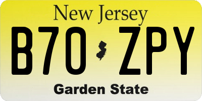 NJ license plate B70ZPY
