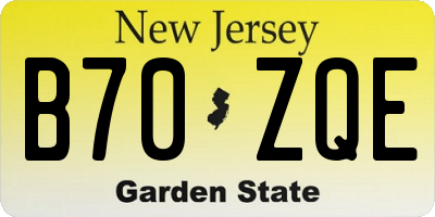 NJ license plate B70ZQE