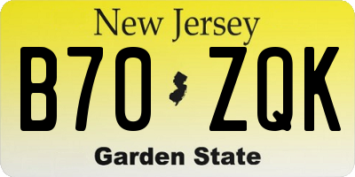 NJ license plate B70ZQK