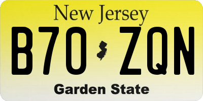 NJ license plate B70ZQN