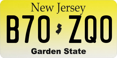 NJ license plate B70ZQO