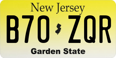 NJ license plate B70ZQR