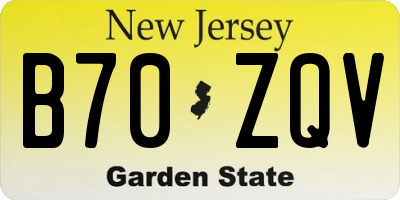 NJ license plate B70ZQV