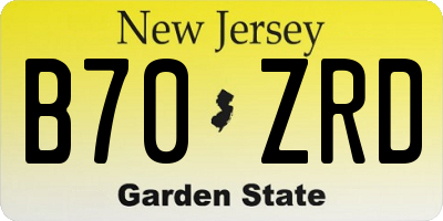 NJ license plate B70ZRD