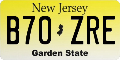 NJ license plate B70ZRE