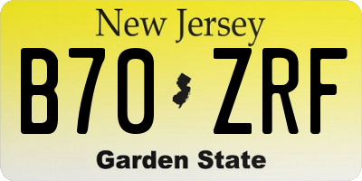 NJ license plate B70ZRF