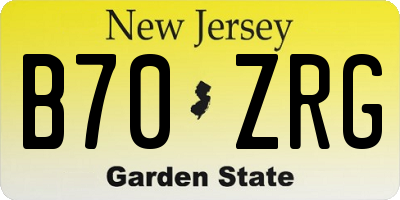 NJ license plate B70ZRG