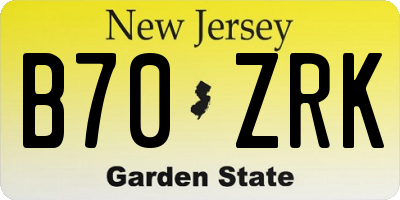 NJ license plate B70ZRK