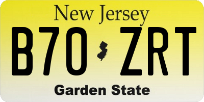NJ license plate B70ZRT
