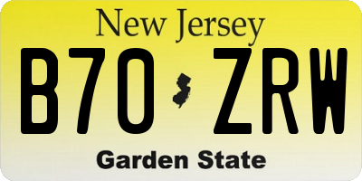 NJ license plate B70ZRW