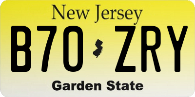 NJ license plate B70ZRY
