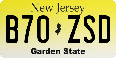 NJ license plate B70ZSD