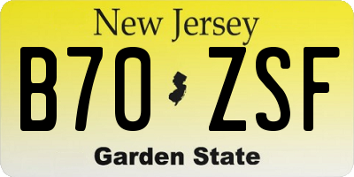 NJ license plate B70ZSF