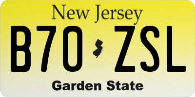 NJ license plate B70ZSL