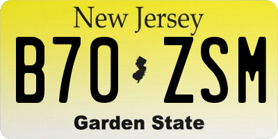 NJ license plate B70ZSM