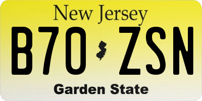 NJ license plate B70ZSN
