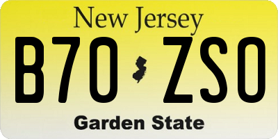 NJ license plate B70ZSO