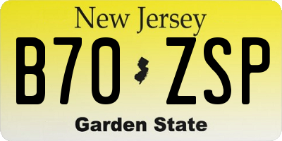 NJ license plate B70ZSP