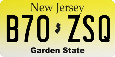 NJ license plate B70ZSQ