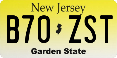 NJ license plate B70ZST