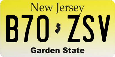 NJ license plate B70ZSV