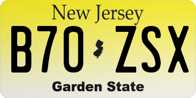NJ license plate B70ZSX