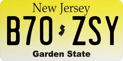 NJ license plate B70ZSY