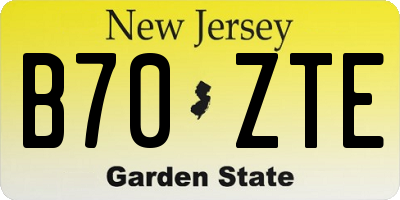 NJ license plate B70ZTE