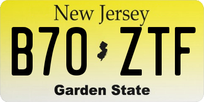 NJ license plate B70ZTF