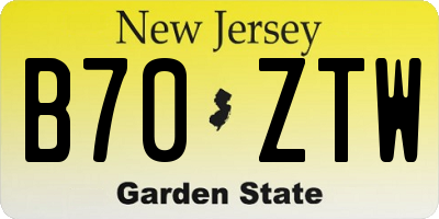 NJ license plate B70ZTW