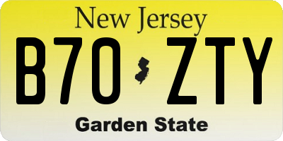 NJ license plate B70ZTY