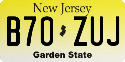 NJ license plate B70ZUJ
