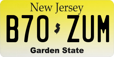 NJ license plate B70ZUM