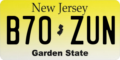 NJ license plate B70ZUN