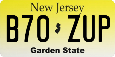 NJ license plate B70ZUP