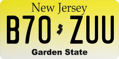 NJ license plate B70ZUU