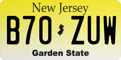 NJ license plate B70ZUW