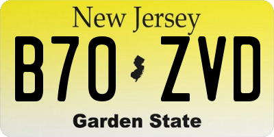 NJ license plate B70ZVD