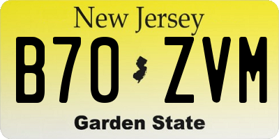 NJ license plate B70ZVM