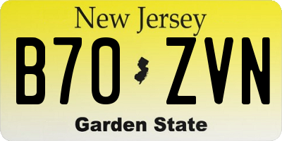 NJ license plate B70ZVN