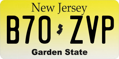 NJ license plate B70ZVP