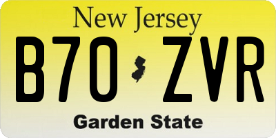 NJ license plate B70ZVR