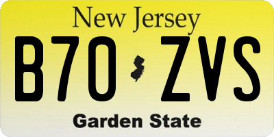 NJ license plate B70ZVS
