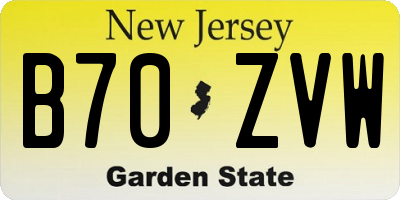 NJ license plate B70ZVW